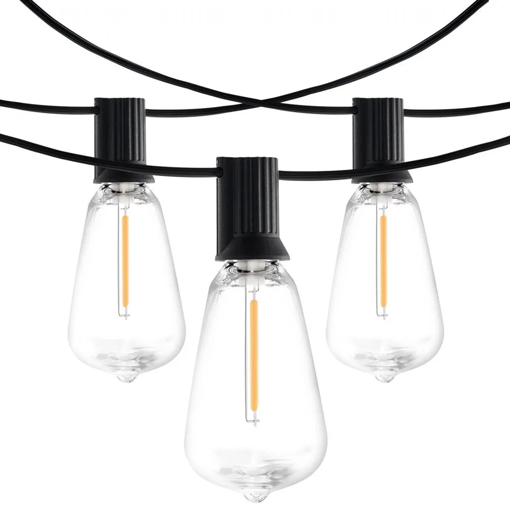 VEVOR LED Outdoor String Lights, 200FT, 2700K Dimmable Outside Patio Lights with 100 ST38 Shatterproof Bulbs E12 Socket Base, Waterproof Hanging Lights for Porch Backyard Garden Balcony Party Decor