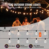 VEVOR LED Outdoor String Lights, 50FT, 2700K Dimmable Outside Patio Lights with 15 S14 Shatterproof Bulbs E12 Socket Base, Waterproof Hanging Lights for Porch Backyard Garden Balcony Deck Party Decor