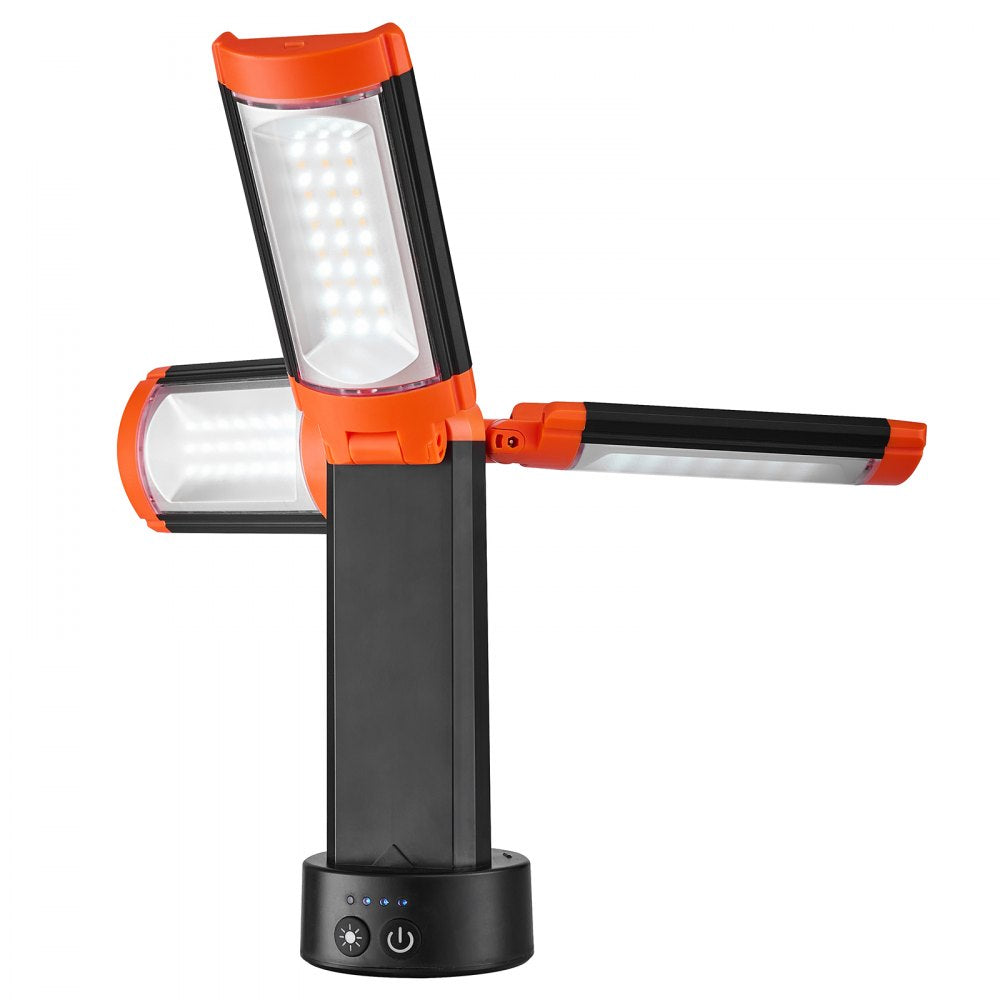 VEVOR LED Work Light with Stand, 13.2Ah, Rechargeable Cordless Camping Light, with 3 Lamp Heads, Detachable Tripod Stand, 2200 Lumens 3000K-6500K Dimmable, Portable Construction Lighting for Job Site