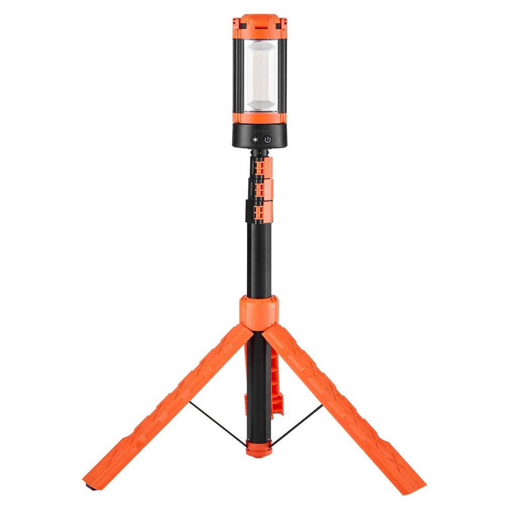 VEVOR LED Work Light with Stand, 13.2Ah, Rechargeable Cordless Camping Light, with 3 Lamp Heads, Detachable Tripod Stand, 2200 Lumens 3000K-6500K Dimmable, Portable Construction Lighting for Job Site