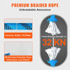 VEVOR 12.7mm Static Climbing Rope, 45.7M(150ft) Outdoor Rock Climbing Rope 30KN Breaking Tension, Fiber Rope with Steel Snap Hooks for Escape, Rappelling, Fire Rescue, Blue