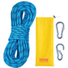 VEVOR 10.5 mm Static Climbing Rope, 19.5M(64ft) Outdoor Rock Climbing Rope 25KN Breaking Tension, Fiber Rope with Steel Snap Hooks for Escape, Rappelling, Fire Rescue, Blue