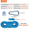 VEVOR 10.5 mm Static Climbing Rope, 29.3M(96ft) Outdoor Rock Climbing Rope 25KN Breaking Tension, Fiber Rope with Steel Snap Hooks for Escape, Rappelling, Fire Rescue, Blue
