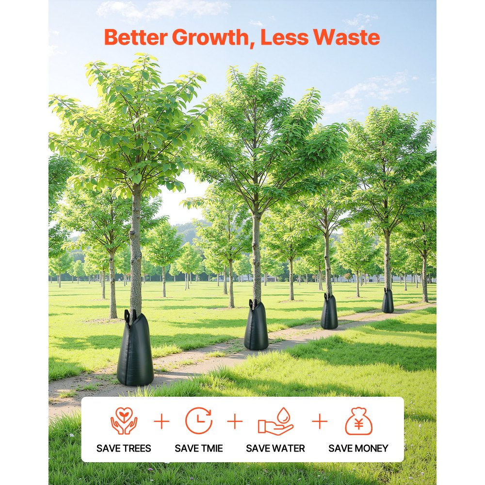 VEVOR 20 Gallon Tree Watering Bags, 25 Pack 3-4 Hours Slow Release Gator Bags for Trees, Heavy Duty PE Tree Drip Irrigation Bag with Zipper, Durable & Reusable Deep Root Shrub Watering Bag