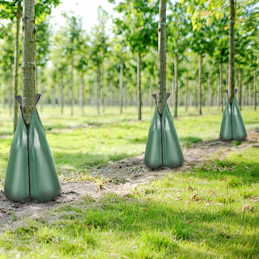 VEVOR Tree Watering Bag, 4 Packs 20 Gallons Watering Bags for New Trees, 5-9 Hours Slow Release Refillable Tree Drip Irrigation Bags with Zipper, Durable Tree Watering System for Deep Root Targeting