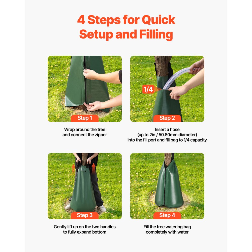 VEVOR Tree Watering Bag, 8 Packs 20 Gallons Watering Bags for New Trees, 5-9 Hours Slow Release Refillable Tree Drip Irrigation Bags with Zipper, Durable Tree Watering System for Deep Root Targeting