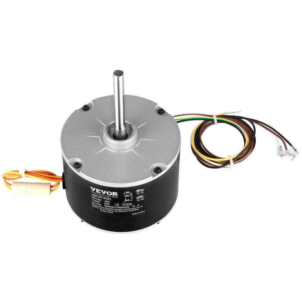 VEVOR Condenser Fan Motor K55HXJKL-2918, 51-23055-11, 1/5 HP 208-230V, 1075RPM, OEM Standard Upgraded Replacement Condenser Motor Reversible Rotating, Explosion-proof CBB65 5μF/370V Capacitor
