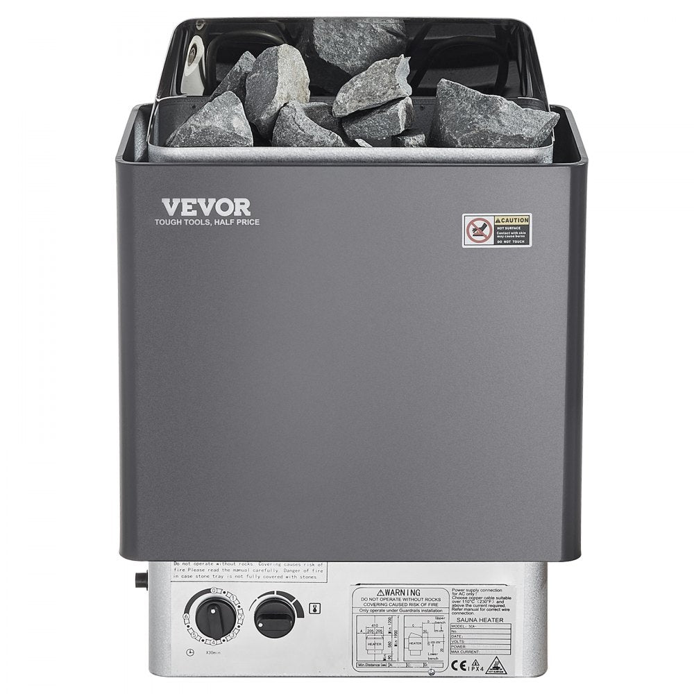 VEVOR Sauna Heater, 3KW 220V Electric Sauna Stove, Steam Bath Sauna Heater with Built-In Controls, 3h Timer and Adjustable Temp for Max. 70-141 Cubic Feet, Home Hotel Spa Shower Use