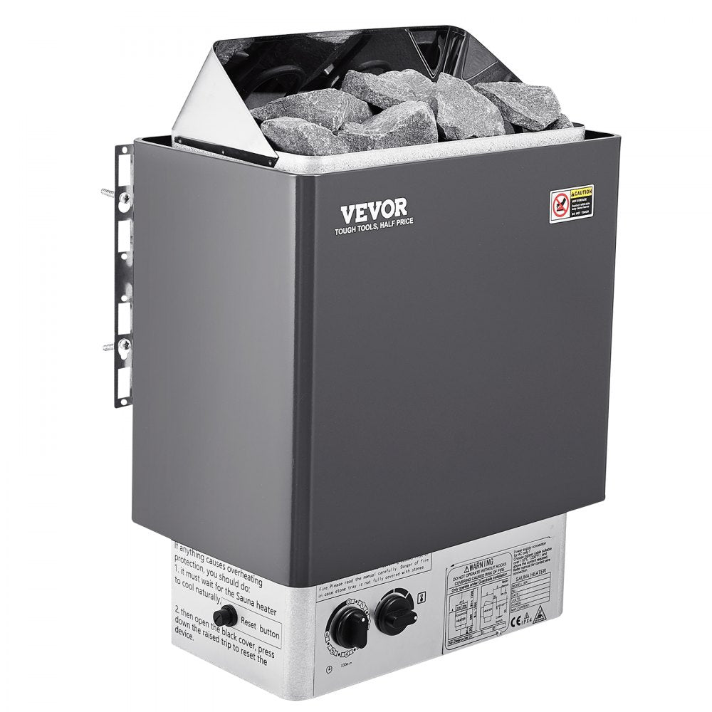 VEVOR Sauna Heater, 3KW 220V Electric Sauna Stove, Steam Bath Sauna Heater with Built-In Controls, 3h Timer and Adjustable Temp for Max. 70-141 Cubic Feet, Home Hotel Spa Shower Use