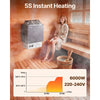 VEVOR Sauna Heater, 6KW 220V Electric Sauna Stove, Steam Bath Sauna Heater with Built-In Controls, 3h Timer and Adjustable Temp for Max. 176-318 Cubic Feet, Home Hotel Spa Shower Use
