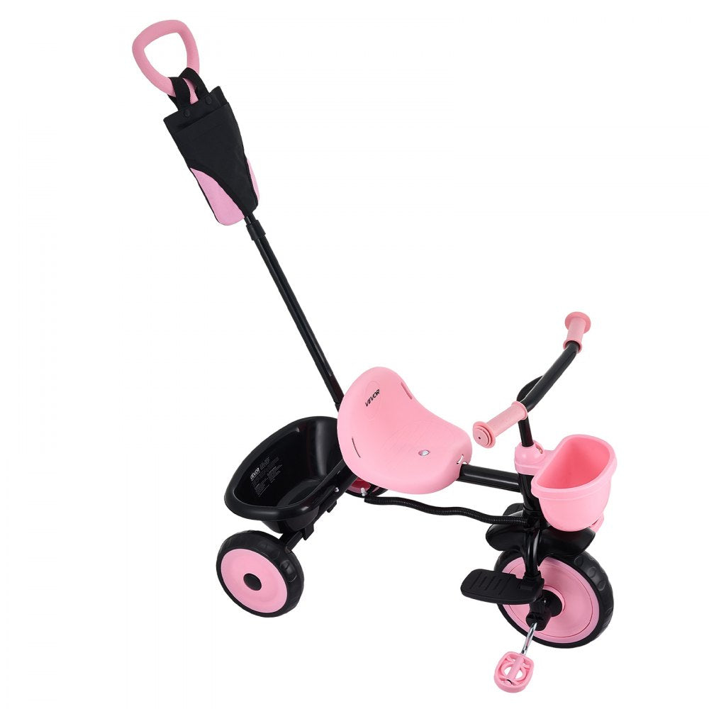 VEVOR Toddler Tricycle & Stroller for 18 Months to 5 Year Old, Kids Trike with Parent Push Handle, Adjustable Seat & Storage for Outdoor Play, Tricycle for Toddlers, Birthday Toy for Boys and Girls