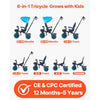 VEVOR Toddler Tricycle & Stroller for 1-5 Year Old, 6-in-1 Kids Trike with Parent Push Handle, Canopy, Adjustable Seat and Storage, Tricycle for Toddlers, Birthday Toy for Boys and Girls, Blue/Black
