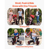 VEVOR Toddler Tricycle & Stroller for 1-5 Year Old, 6-in-1 Kids Trike with Parent Push Handle, Canopy, Adjustable Seat and Storage, Tricycle for Toddlers, Birthday Toy for Boys and Girls, Red/Black