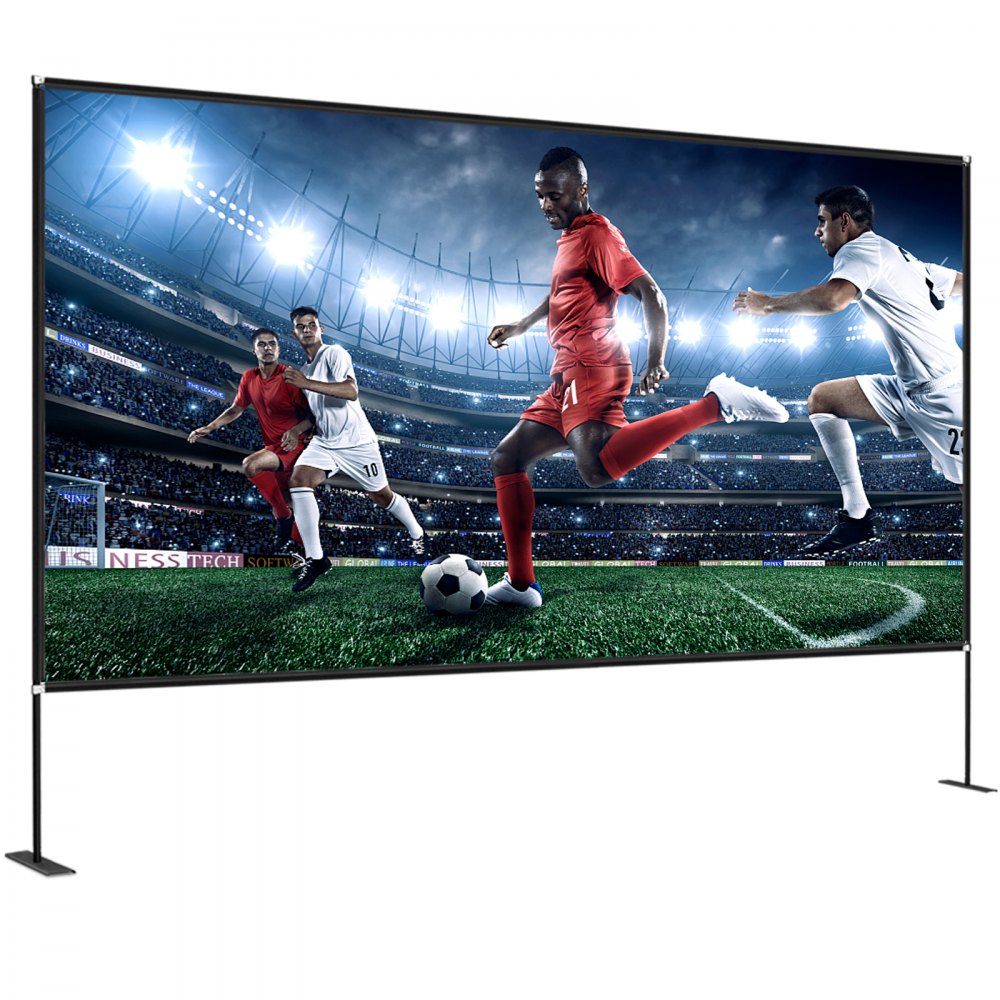 VEVOR Movie Screen with Stand 180inch Portable Projector Screen 16:9 4K HD Wide Angle Outdoor Projector Screen with Stand Easy Assembly with Storage Bag for Indoor and Outdoor Use