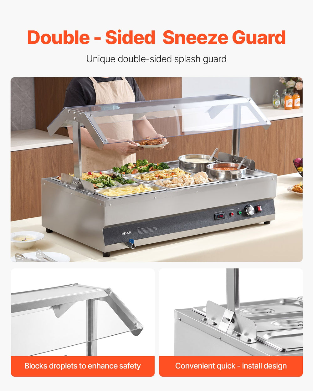 Double-sided sneeze guard / splash guard design (feature graphic)