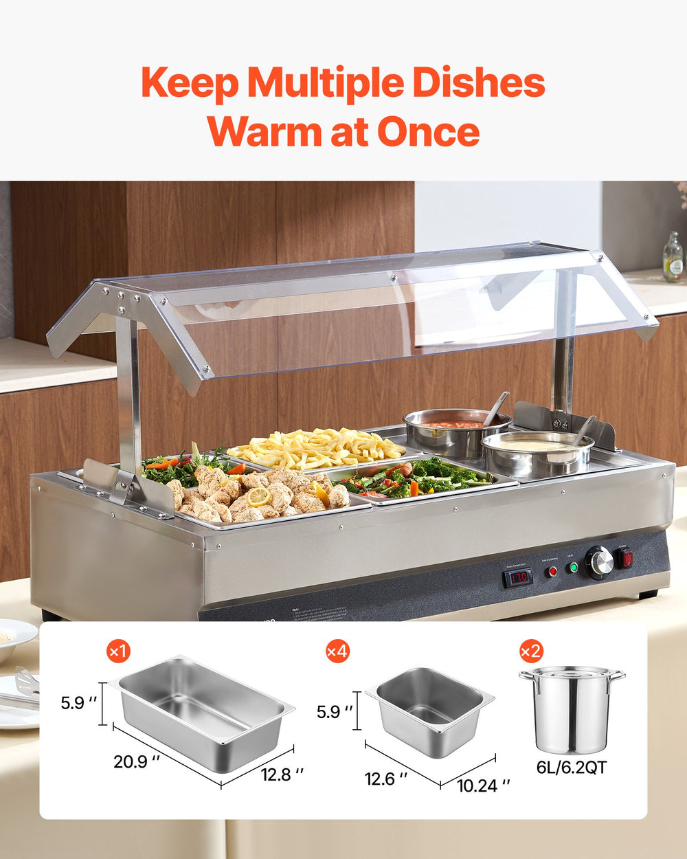 VEVOR electric soup warmer - angled view