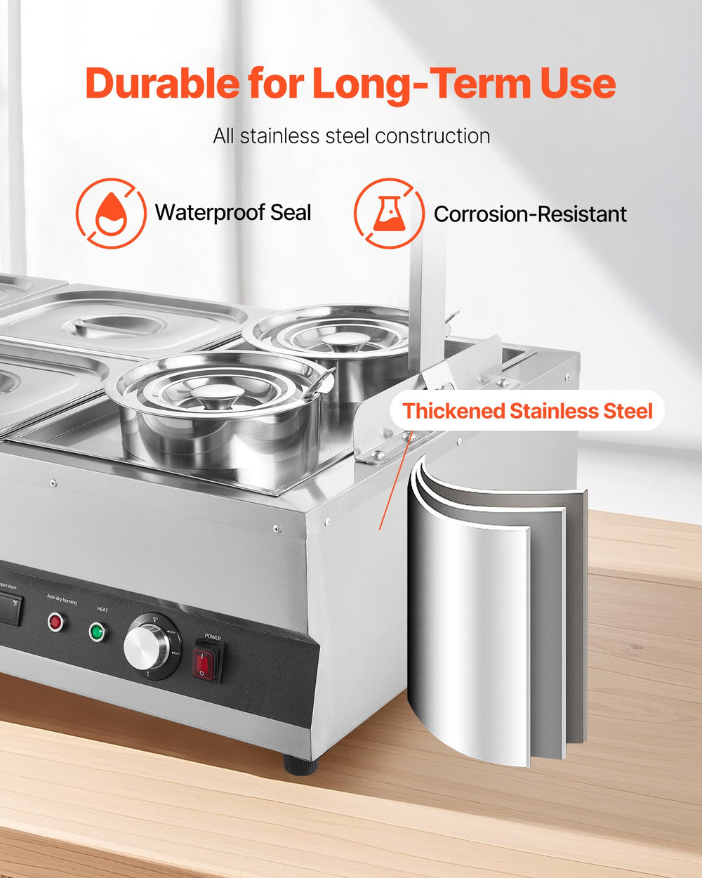 VEVOR electric soup warmer controls and temperature dial
