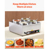 VEVOR Electric Soup Warmer, Four 6.34QT Stainless Steel Round Pot with 86~185°F Adjustable Temp, 1500W Commercial Bain Marie with Anti-dry Burn and Reset Button, Soup Station for Restaurant, Buffet