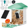VEVOR Smart Bird Feeder with Camera, 2K HD AI Identify 10,000+ Bird Species, Solar-Powered Bird Watching Camera with Auto Capture & Instant Notify, Wireless Outdoor Ideal Gift for Bird Lovers (Green)