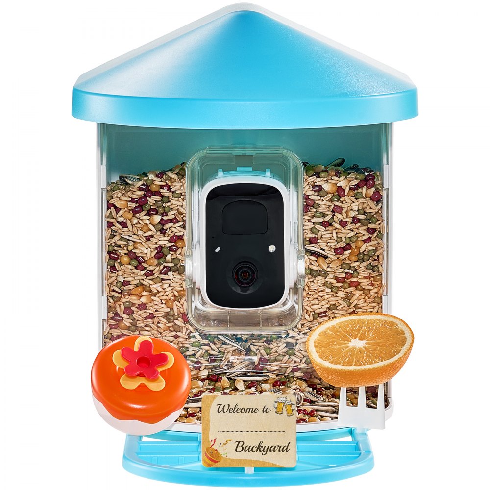 VEVOR Smart Bird Feeder with Camera, 2K HD AI Identify 10,000+ Bird Species, Solar-Powered Bird Watching Camera with Auto Capture & Instant Notify, Wireless Outdoor Ideal Gift for Bird Lovers (Green)