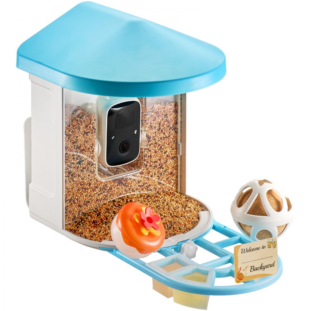 VEVOR Smart Bird Feeder with Camera, 2K HD AI Identify 10,000+ Bird Species, Solar-Powered Bird Watching Camera with Auto Capture & Instant Notify, Wireless Outdoor Ideal Gift for Bird Lovers (Green)