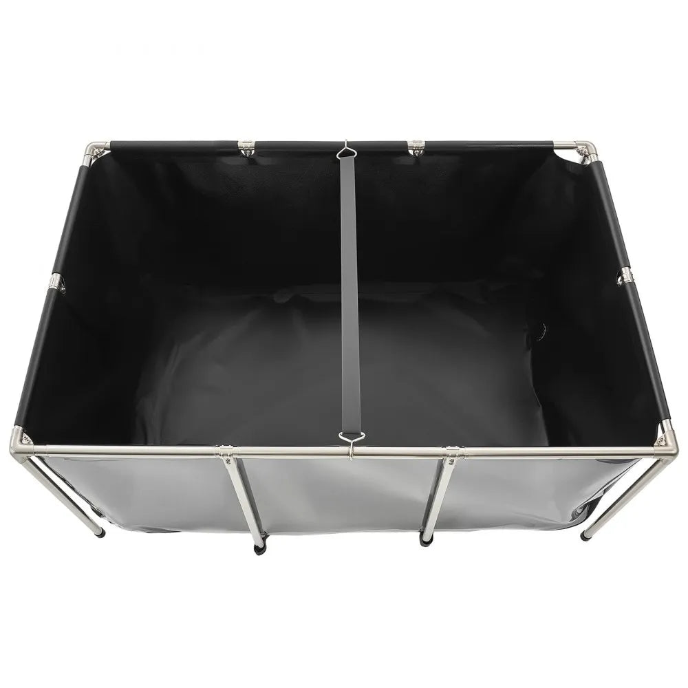 VEVOR Canvas Fish Pond, 270 Gal Above Ground Fish Pond, PVC Koi Tank with Clear Viewing Panel, Rectangular Goldfish Tank with Stainless Steel Frame & Drain Valve, for Breeding Koi, Irrigation(Black)