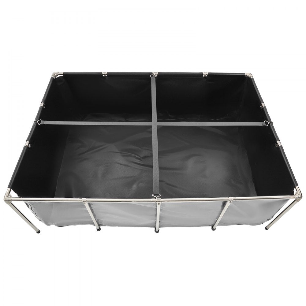 VEVOR Canvas Fish Pond, 470 Gal Above Ground Fish Pond, PVC Koi Tank with Clear Viewing Panel, Rectangular Goldfish Tank with Stainless Steel Frame & Drain Valve, for Breeding Koi, Irrigation(Black)