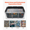 VEVOR Canvas Fish Pond 200 Gal Above Ground Fish Pond Black PVC Koi Tank, Rectangular Goldfish Tank with Clear Viewing Panel, Stainless Steel Frame and Drain Valve, for Breeding Koi and Irrigation