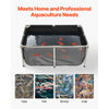 VEVOR Canvas Fish Pond, 126.8 Gal Above Ground Fish Pond, PVC Koi Tank with Clear Viewing Panel, Rectangular Goldfish Tank with Stainless Steel Frame & Drain Valve, for Breeding Koi, Irrigation(Black)