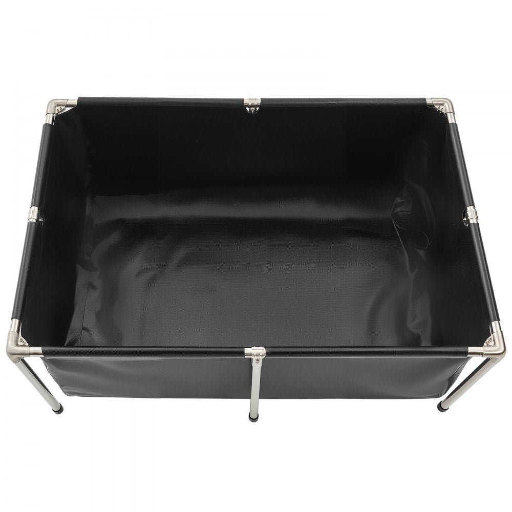 VEVOR Canvas Fish Pond, 126.8 Gal Above Ground Fish Pond, Foldable PVC Koi Tank, Rectangular Goldfish Tank with Stable Frame and Drain Valve, for Aquaculture, Koi Breeding, and Irrigation (Black)