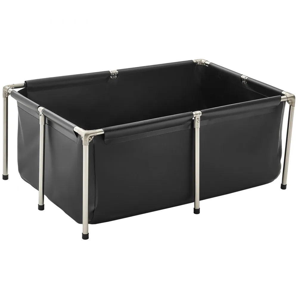 VEVOR Canvas Fish Pond, 126.8 Gal Above Ground Fish Pond, Foldable PVC Koi Tank, Rectangular Goldfish Tank with Stable Frame and Drain Valve, for Aquaculture, Koi Breeding, and Irrigation (Black)