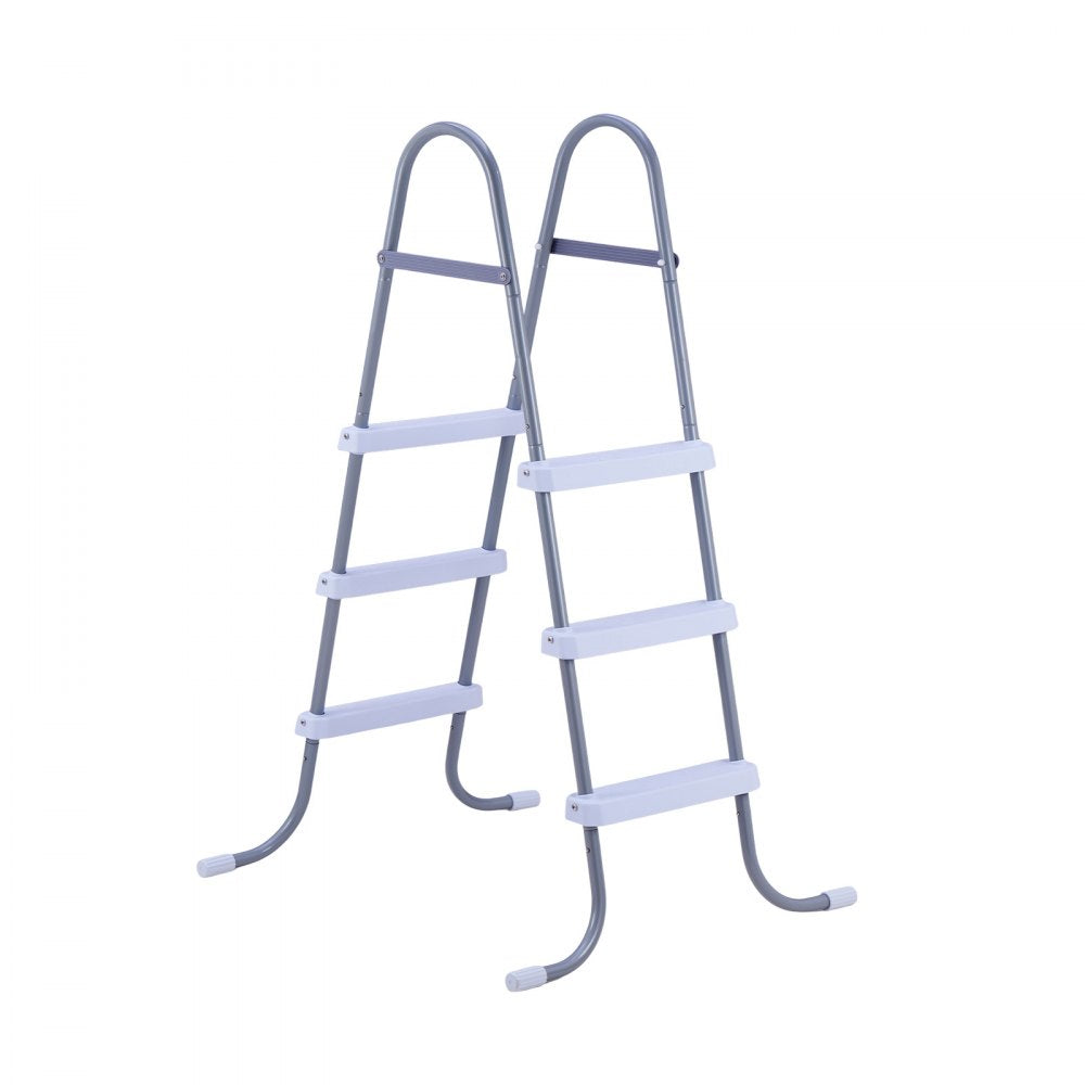 VEVOR Above Ground Pool Ladder, 3-Step Steel A-Frame Swimming Pool Stairs for 42 in High Wall, 300 lbs Capacity Entry/Exit Steps with Secure Non-Slip Sturdy Wide Step, Easy Setup, Gray & White