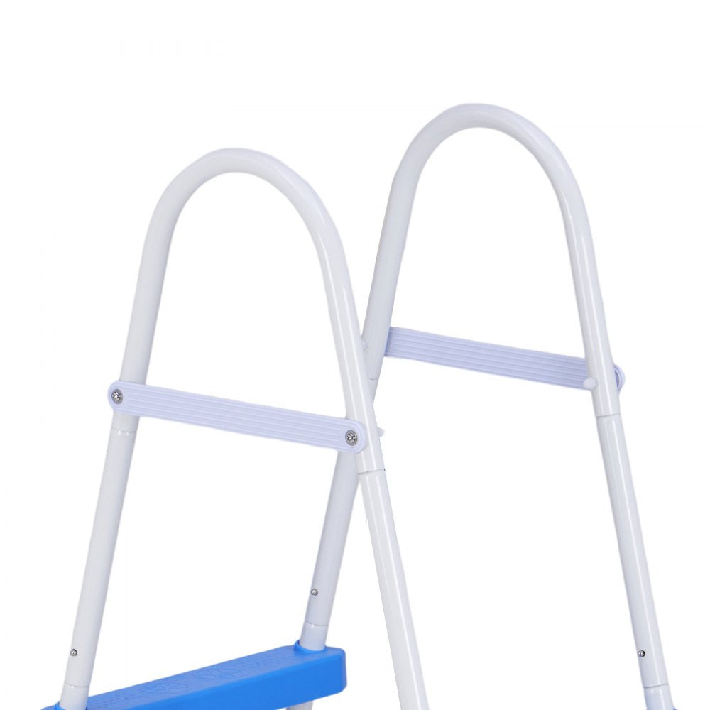 VEVOR Above Ground Pool Ladder, 3-Step Steel A-Frame Swimming Pool Stairs for 36 in High Wall, 300 lbs Capacity Entry/Exit Steps with Secure Non-Slip Sturdy Wide Step, Easy Setup, White & Blue