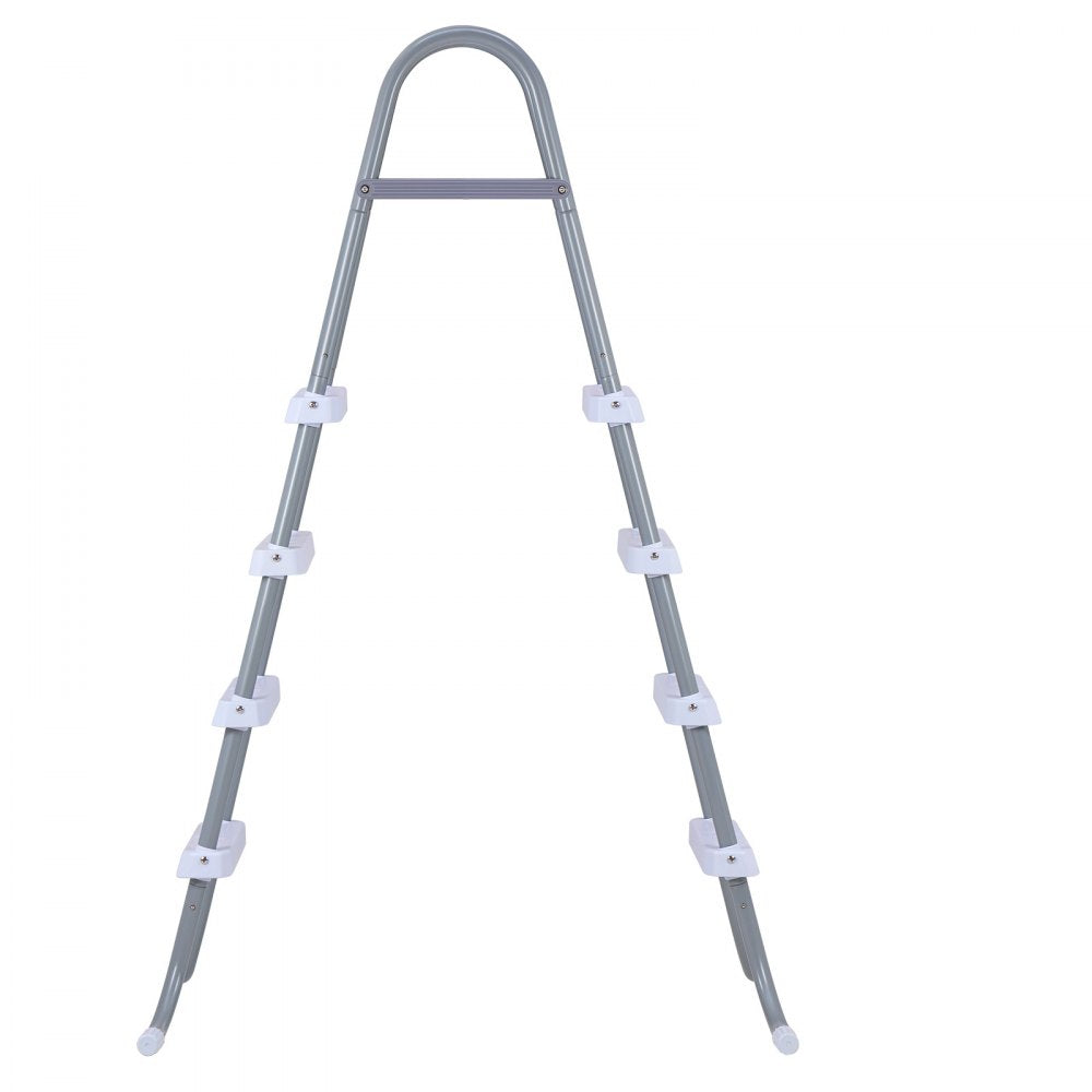VEVOR Above Ground Pool Ladder, 4-Step Steel A-Frame Swimming Pool Stairs for 48 in High Wall, 300 lbs Capacity Entry/Exit Steps with Secure Non-Slip Sturdy Wide Step, Easy Setup, Gray & White