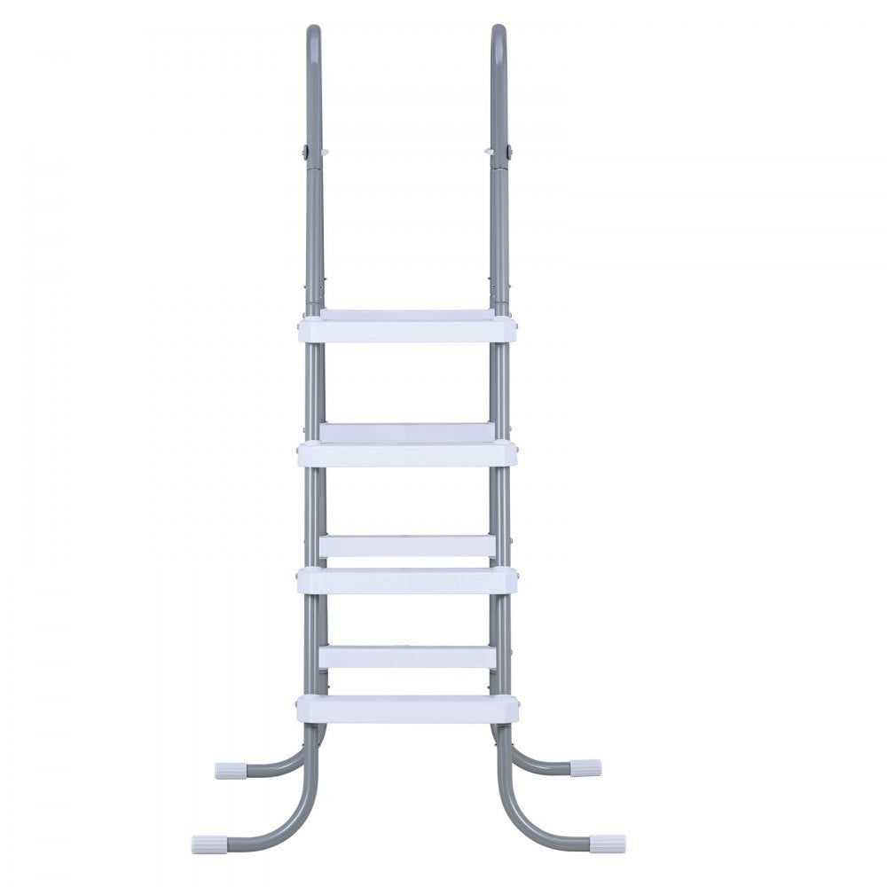 VEVOR Above Ground Pool Ladder, 4-Step Steel A-Frame Swimming Pool Stairs for 48 in High Wall, 300 lbs Capacity Entry/Exit Steps with Secure Non-Slip Sturdy Wide Step, Easy Setup, Gray & White