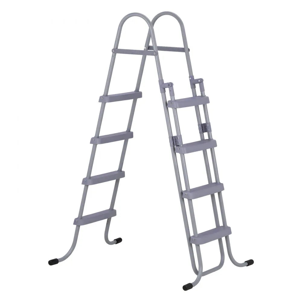 VEVOR Above Ground Pool Ladder, 4-Step Steel A-Frame Swimming Pool Stairs for 52 in High Wall, 300 lbs Capacity Entry/Exit Steps with Secure Non-Slip Sturdy Wide Step, Easy Setup Outdoor, Gray