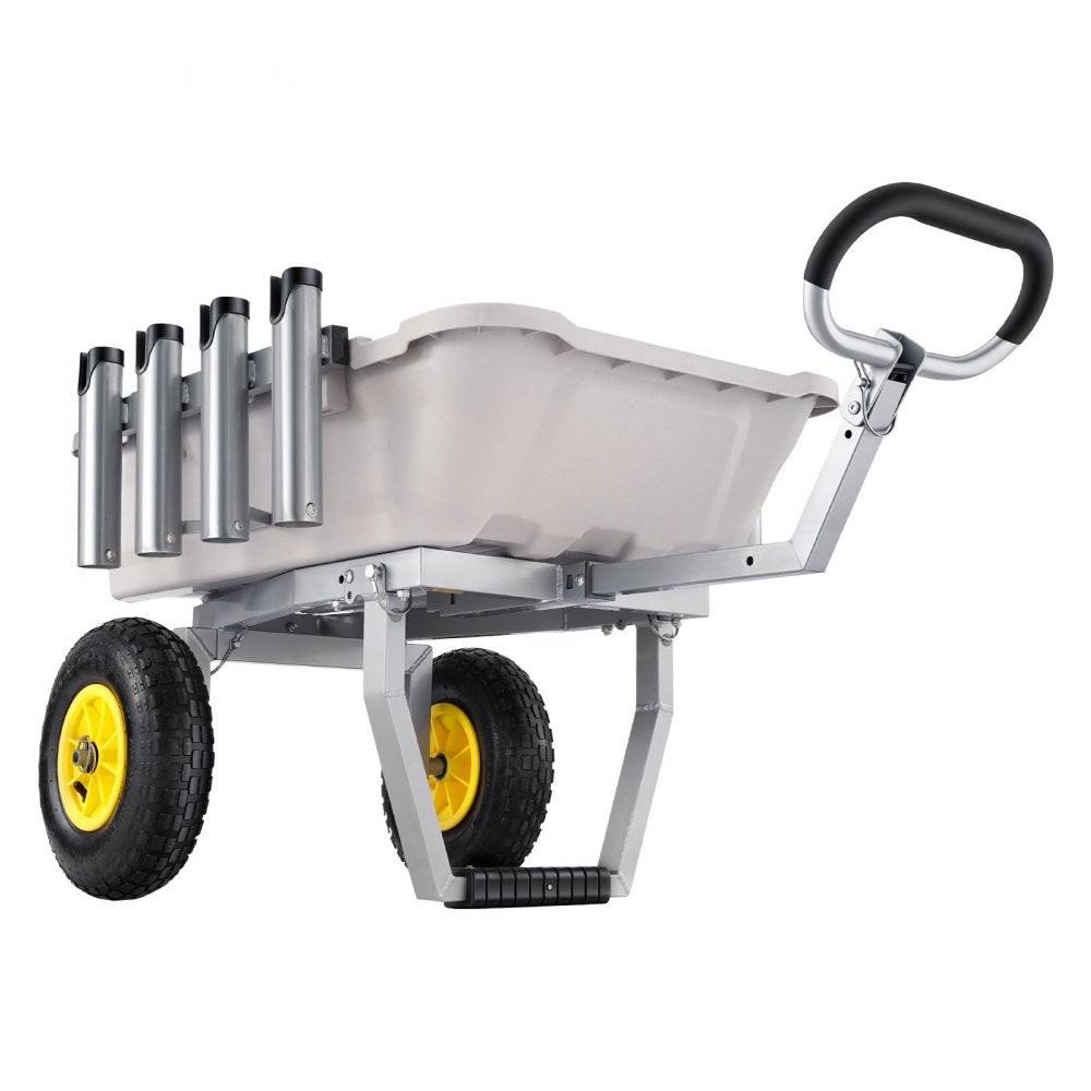 VEVOR Beach Fishing Cart, 200 lbs Load Capacity, Foldable Fishing Cart with Heavy-Duty Aluminum Alloy Frame, 13-Inch All-Terrain Tires, 8 Rod Holders, Strap, Easy to Clean, for Outdoor Camping Picnic