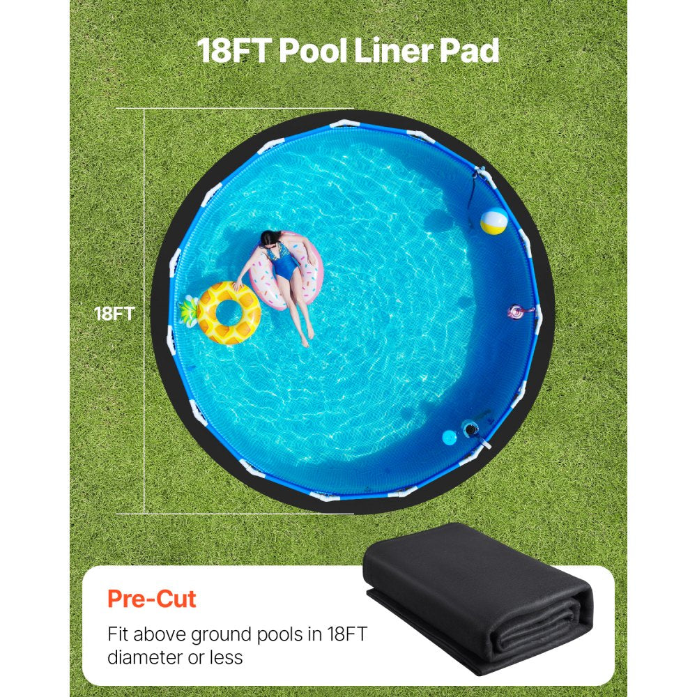 VEVOR 18ft Round Pool Liner Pad, Pool Liner Pad for Above Ground Swimming Pools, Pool-Mat Prevents Punctures, Recycled Geotextile Material Underlayment Pads, Extend Service Life