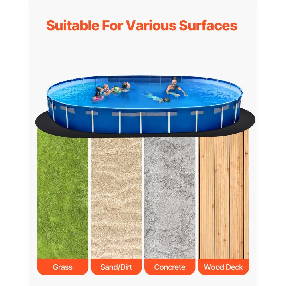 VEVOR Oval Pool Liner Pad, 15 x 30 ft Pool Liner Pad for Above Ground Swimming Pools, Extra-Thick Pool Mat, Prevents Punctures, Recycled Geotextile Material Underlayment Pad, Extend Liner Life