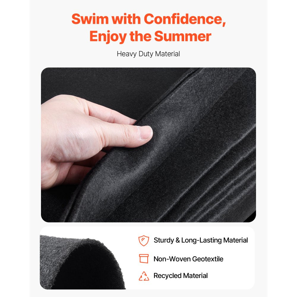 VEVOR Rectangle Pool Liner Pad, 12 x24 ft Pool Liner Pad for Above Ground Swimming Pools, Extra-Thick Pool Mat, Prevents Punctures, Recycled Geotextile Material Underlayment Pad, Extend Liner Life