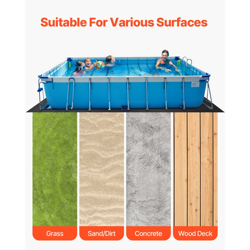 VEVOR Rectangle Pool Liner Pad, 12 x24 ft Pool Liner Pad for Above Ground Swimming Pools, Extra-Thick Pool Mat, Prevents Punctures, Recycled Geotextile Material Underlayment Pad, Extend Liner Life