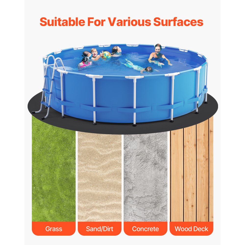 VEVOR 24ft Round Pool Liner Pad, Pool Liner Pad for Above Ground Swimming Pools, Extra-Thick Pool Mat, Prevents Punctures, Recycled Geotextile Material Underlayment Pad, Extend Liner Life