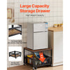VEVOR Mini Fridge Stand with Storage, 198 lbs Mini Fridge Table with Movable Storage Cart & Swivel Wheels, Beverage Refrigerator Stand for Coffee Bar, Mini Fridge Organizer for Home Dorm, Light Brown