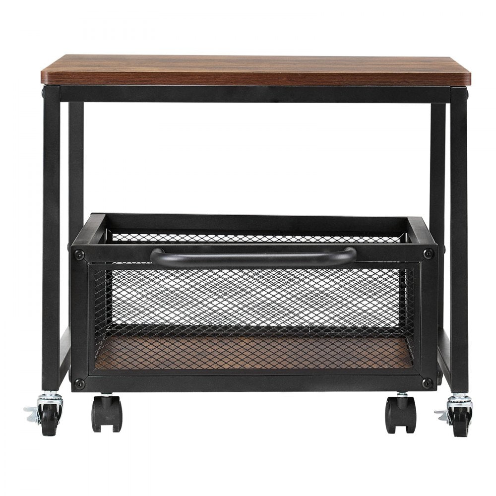 VEVOR Mini Fridge Stand with Storage, 198 lbs Mini Fridge Table with Movable Storage Cart & Swivel Wheels, Beverage Refrigerator Stand for Coffee Bar, Mini Fridge Organizer for Home Dorm, Light Brown