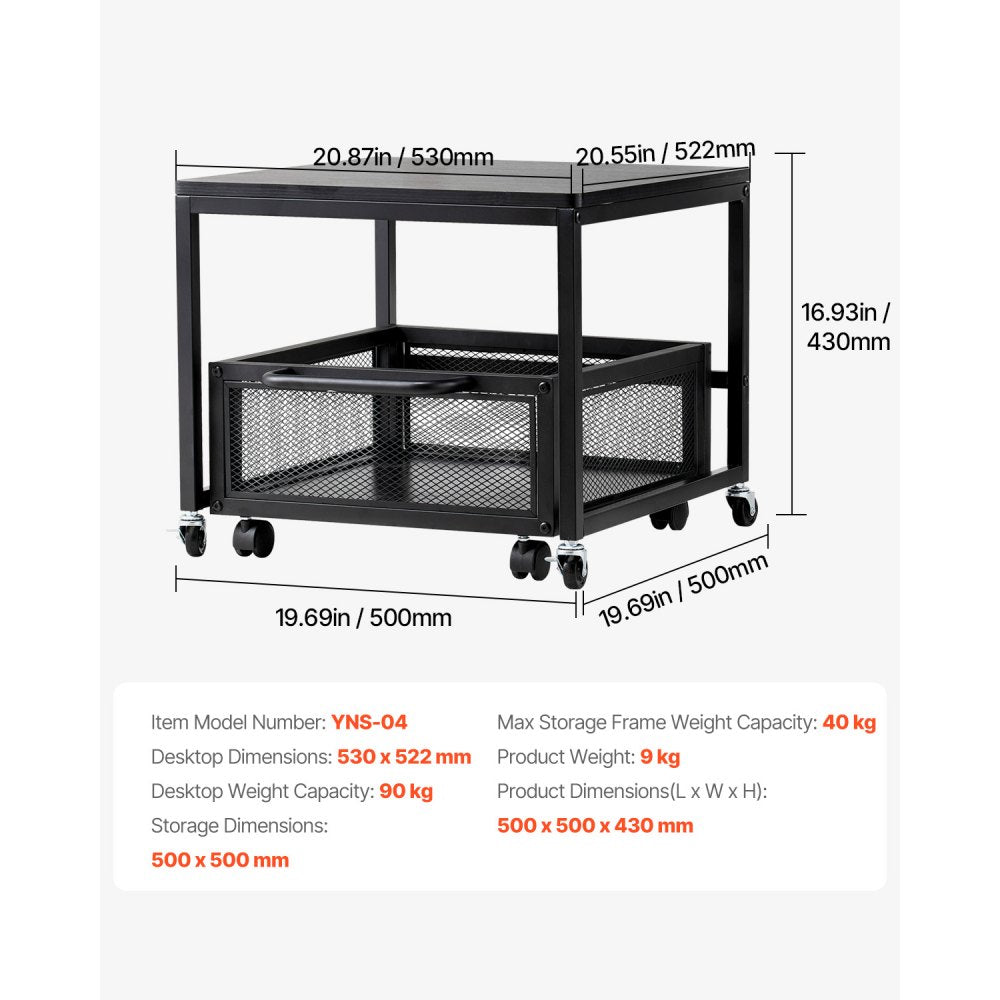 VEVOR Mini Fridge Stand with Storage, 198 lbs Mini Fridge Table with Movable Storage Cart & Swivel Wheels, Beverage Refrigerator Stand for Coffee Bar, Mini Fridge Organizer for Office Home Dorm, Black