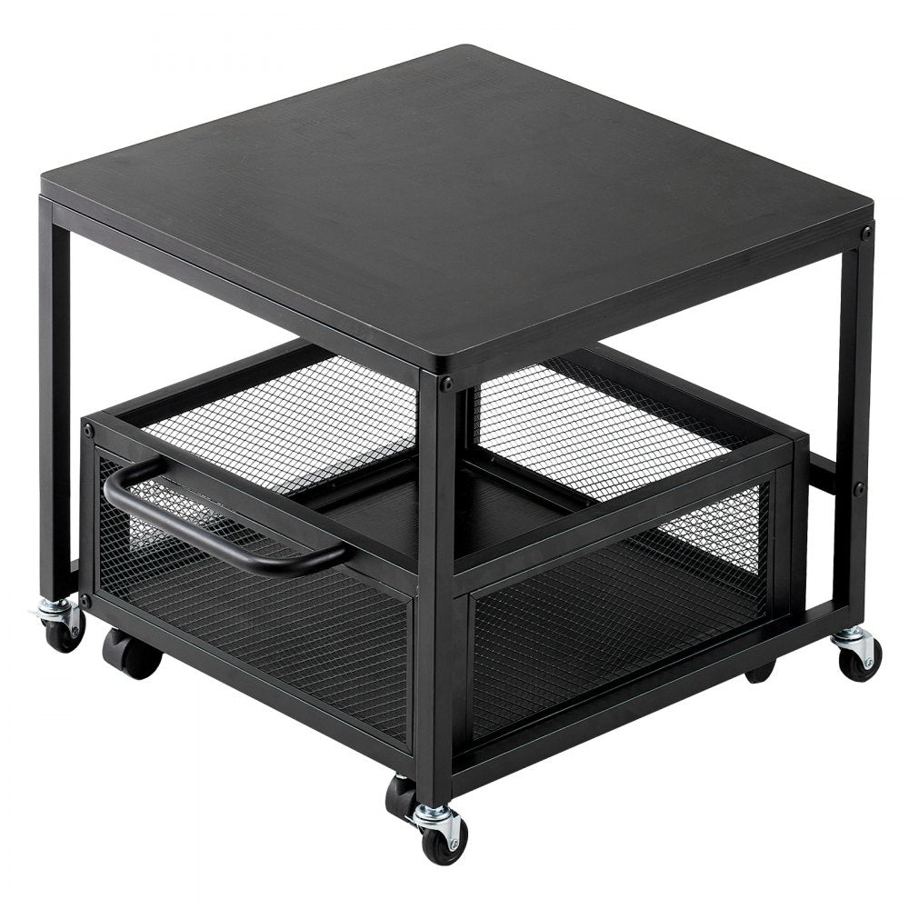 VEVOR Mini Fridge Stand with Storage, 198 lbs Mini Fridge Table with Movable Storage Cart & Swivel Wheels, Beverage Refrigerator Stand for Coffee Bar, Mini Fridge Organizer for Office Home Dorm, Black