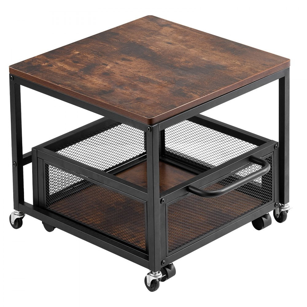 VEVOR Mini Fridge Stand with Storage, 198 lbs Mini Fridge Table with Movable Storage Cart & Swivel Wheels, Beverage Refrigerator Stand for Coffee Bar, Mini Fridge Organizer for Home Dorm, Dark Brown