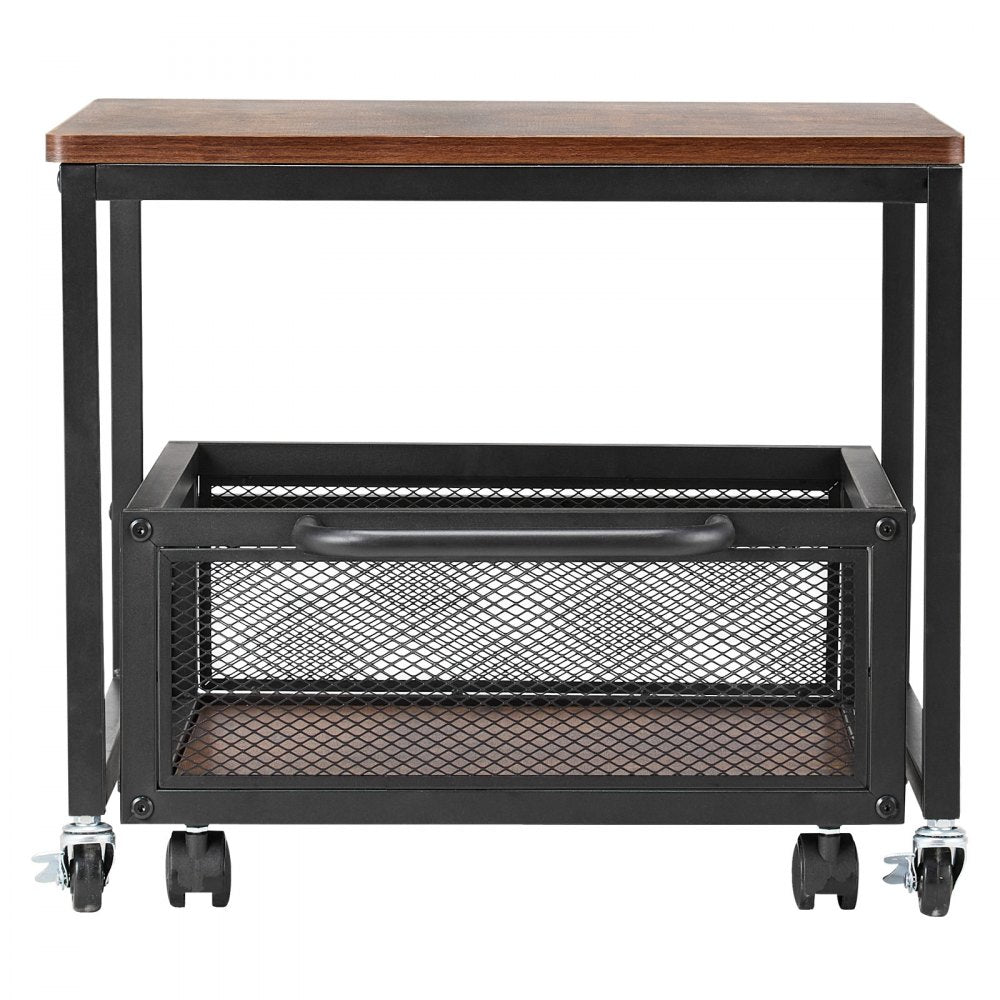 VEVOR Mini Fridge Stand with Storage, 198 lbs Mini Fridge Table with Movable Storage Cart & Swivel Wheels, Beverage Refrigerator Stand for Coffee Bar, Mini Fridge Organizer for Home Dorm, Dark Brown