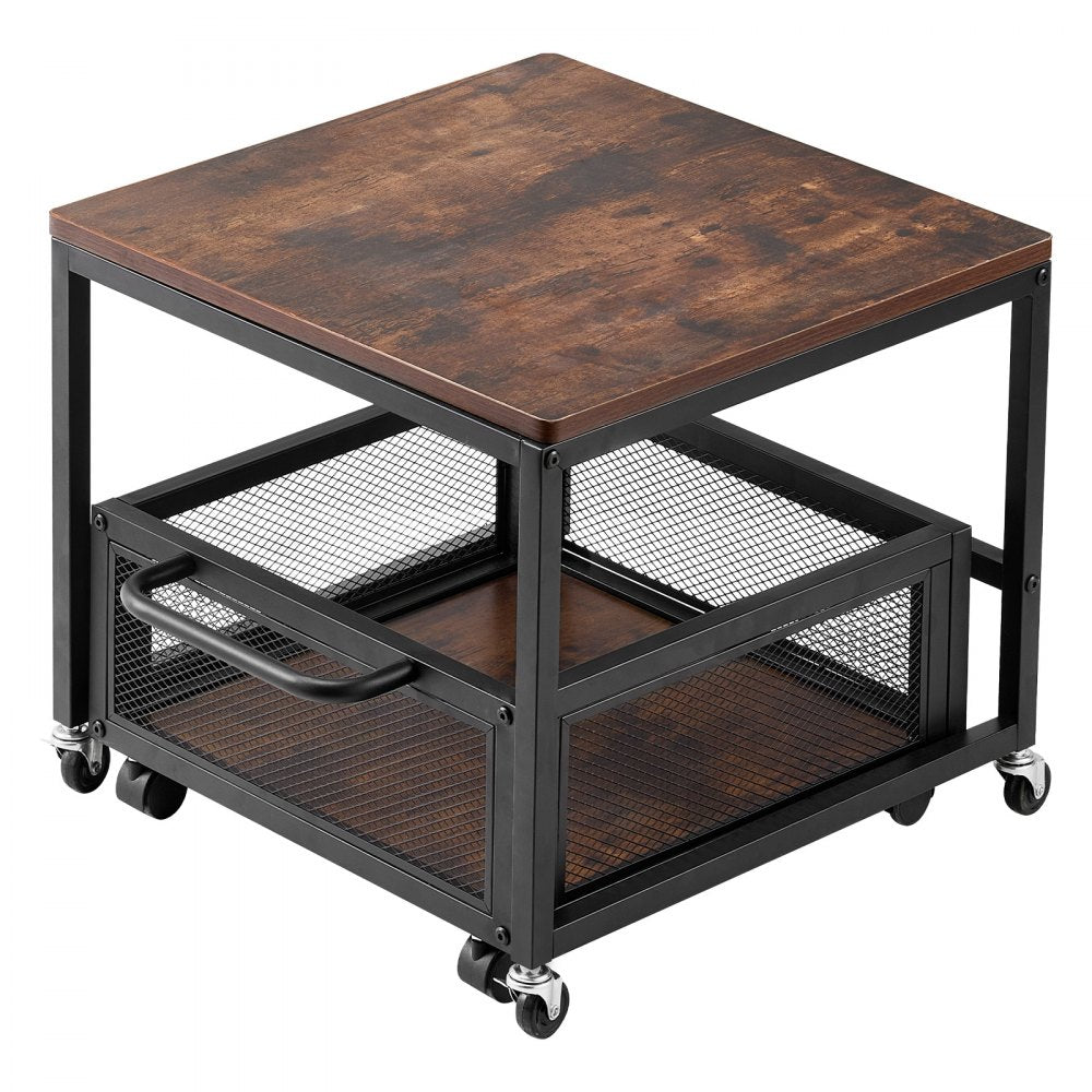 VEVOR Mini Fridge Stand with Storage, 198 lbs Mini Fridge Table with Movable Storage Cart & Swivel Wheels, Beverage Refrigerator Stand for Coffee Bar, Mini Fridge Organizer for Home Dorm, Dark Brown