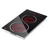 VEVOR Electric Cooktop 12inch 2 Burners Portable Stove Top 1800W 120V, Ceramic Countertop/Built-in Radiant Electric Stove, with 9 Power Levels, Timer, Child Lock, Over-Heat Guard, Touch Control